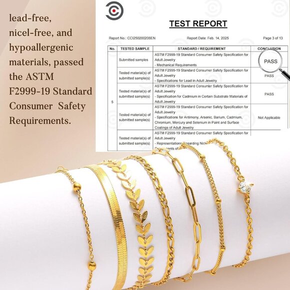 Gold Bracelets for Women Set 7 Styles Layering Hypoallergenic Waterproof - Picture 4 of 6
